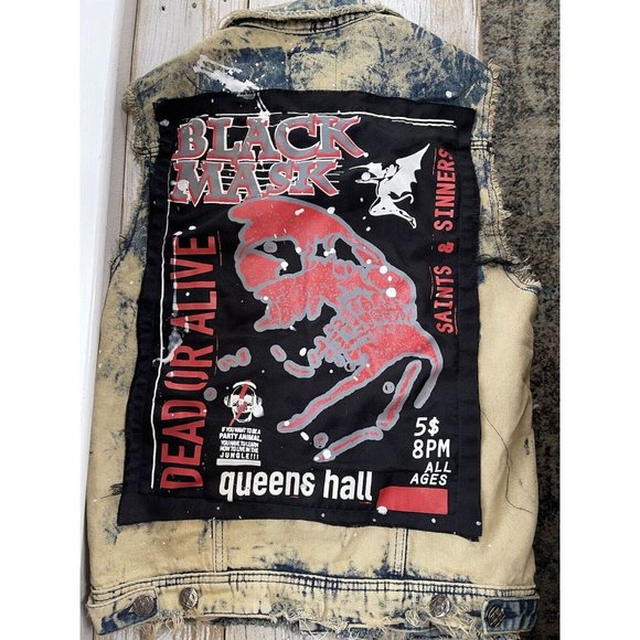 Preowned IMPERIOUS Original Apparel Mens Size M Distressed/Acid Wash Rocker Vest - Picture 6 of 9